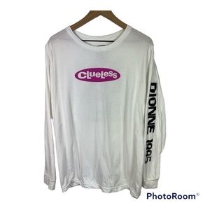 Clueless "Dionne" White Graphic Long Sleeve Tee Sz L